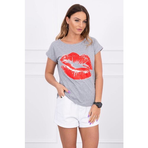 Kesi Blouse with gray lip print Cene