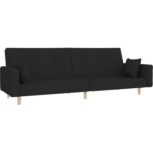 Maison Chic kavč - Sofa - Kanape dvosed z ležiščem in dvema blazinama črno blago, (21727107) Cene