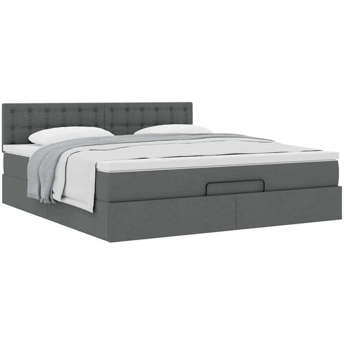 VidaXL Otomanski krevet s madracem tamnosivi 160x200cm od tkanine Slike