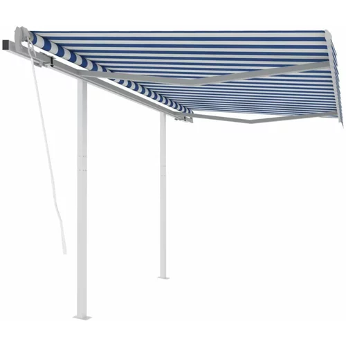  Avtomatsko zložljiva tenda s stebrički 3,5x2,5 m modra in bela, (20728765)