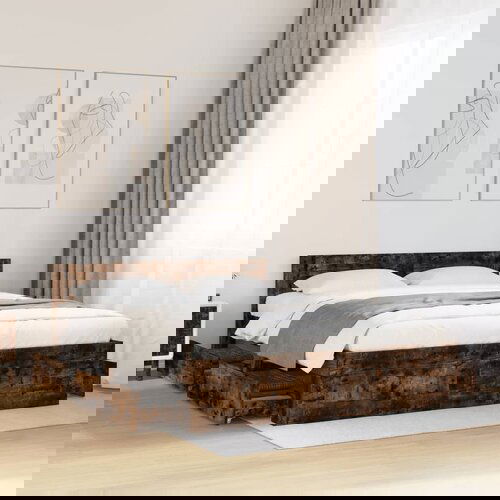 Furnova Posteljni okvir z vzglavjem dimljen hrast 160x200 cm inž. les, (21941840) Cene