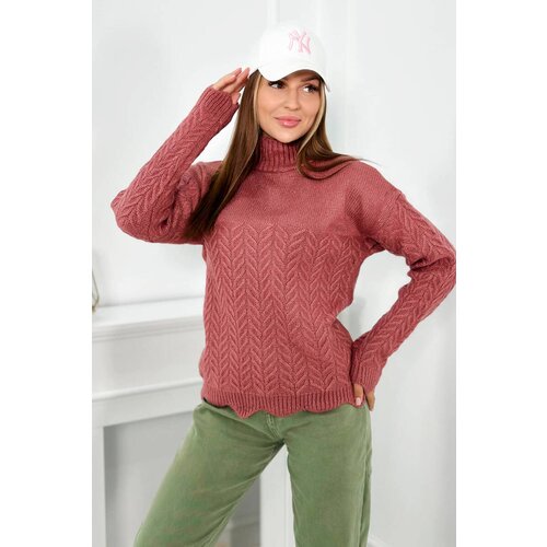 Kesi Sweater with decorative ruffle dark pink Slike