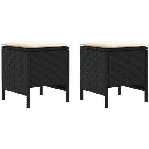  Vrtni otoman 2 Komad Crna i Krema 38 x 38 x 45 cm PE ratan Slike