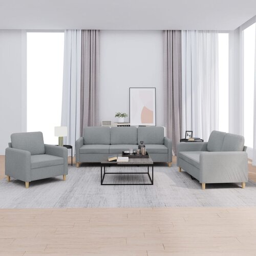 VidaXL 3-dijelni set sofa s jastucima svjetlosivi od tkanine Slike