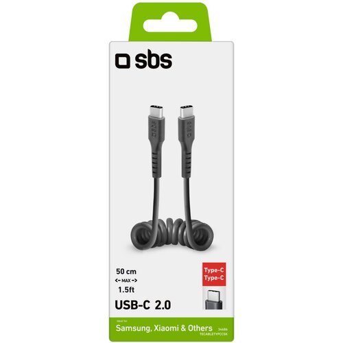 Sbs USB-C &amp;ndash; USB-C Kabel 17cm bis zu 50cm Slike