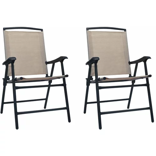  Sklopive vrtne stolice od tekstilena 2 kom smeđe-sive