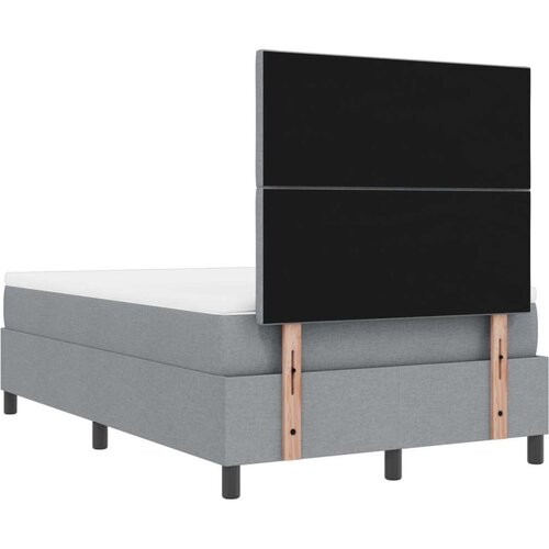 VidaXL Krevet s box springom s madracem i klupom svijetlosiva 120x190 cm tkanina Slike