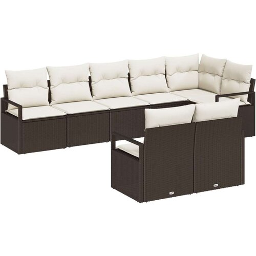  Set vrtnog kauča od 8 dijelova s jastučićima smeđi poli ratan  Kauč za vrt s pohranom i jastučićima smeđi poli ratan Cijene