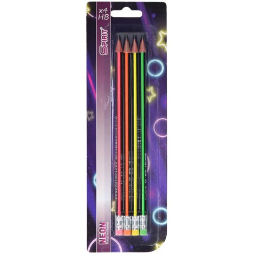 Spirit Spirit: Trikotni HB neon grafitni svinčnik z radirko 4-delni komplet Cene