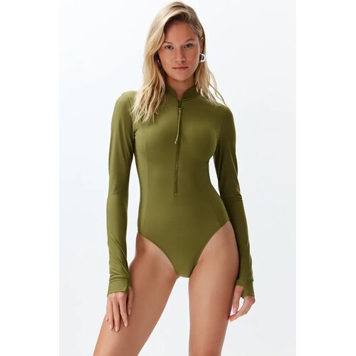 TRENDYOLMILLA Ženski kupaći kostim Tbess24Ma00142, Kaki Slike