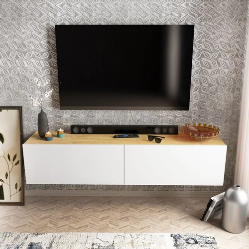 HANNAH HOME Poling - White, Walnut TV omarica, (20867165)