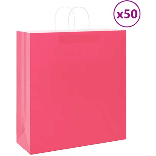 vidaXL Papirnate vrećice 50 kom s ručkama ružičaste 45x17x48 cm Cene