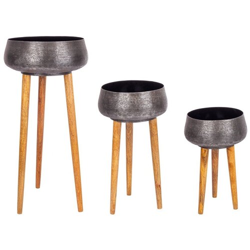 BIZZOTTO Kovinski ročno izdelani okrasni cvetlični lonci v kompletu 3 ks ø 37,5 cm Varanasi – Cene