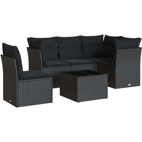 VidaXL 6-dijelni set vrtnih sofa s jastucima crni od poliratana Slike