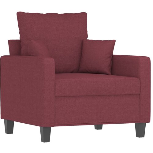  3-dijelni set sofa s jastucima crvena boja vina od tkanine Slike