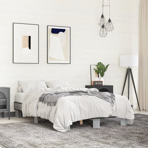 VidaXL Okvir kreveta boja hrasta 135x190cm konstruirano drvo i metal Slike
