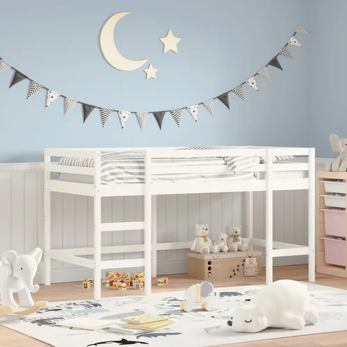  Dječji krevet na kat s ljestvama bijeli 90 x 200 cm od borovine