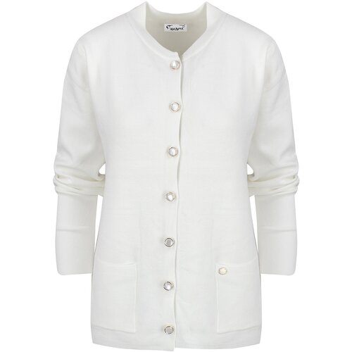 Pri Classic warm thick short cardigan sweater EMILIA decorative buttons Slike