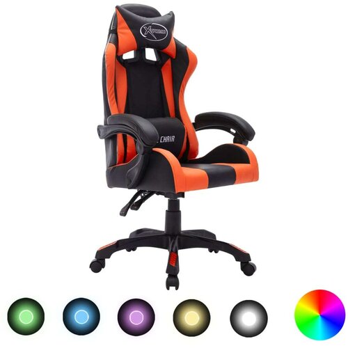  Igraća stolica s RGB LED svjetlima narančasto-crna umjetna koža Cijene