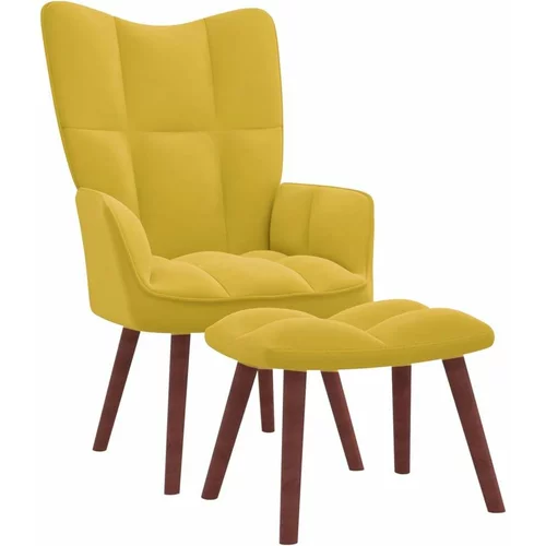  Stol za sproščanje s stolčkom gorčično rumen žamet, (20597583)