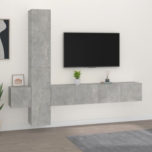 The Living Store Komplet TV omaric 5-delni betonsko siv inženirski les - Komplet TV Omaric, (21624889) Cene