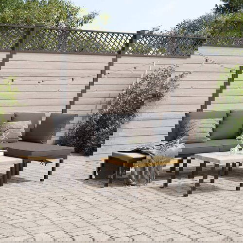 VidaXL 4-dijelni set vrtnih sofa s jastucima crni aluminijski Slike
