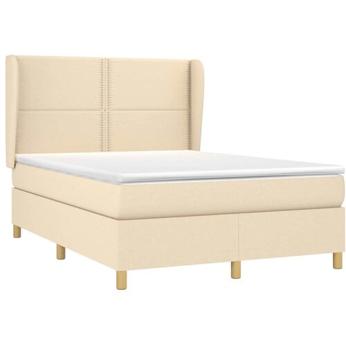  Krevet s oprugama i madracem krem 140 x 190 cm od tkanine Slike