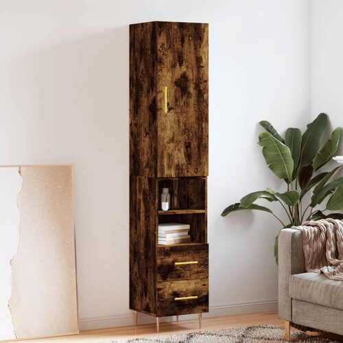 VidaXL Visoka omara dimljeni hrast 34,5x34x180 cm inženirski les Slike