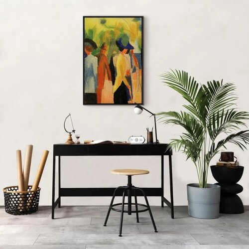 Slika - August Macke &amp;ndash; Walker under trees (Walker in the park) 80x120 U crnom drvenom okviru Slike