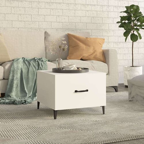  Stolić za kavu s metalnim nogama bijeli 50 x 50 x 40 cm Slike