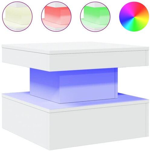 Maison Chic Klubska mizica - kavna mizica - Nizka mizica z LED lučkami bela 50x50x40 cm, (21752051) Slike