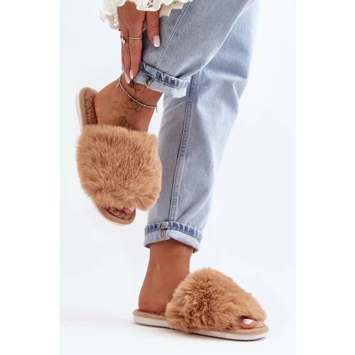 Kesi Beige women's slippers with Vienitta fur