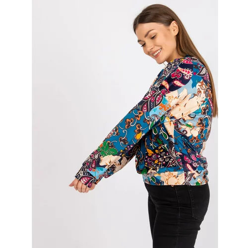 Fashion Hunters Blue women's blouse with Ruby print