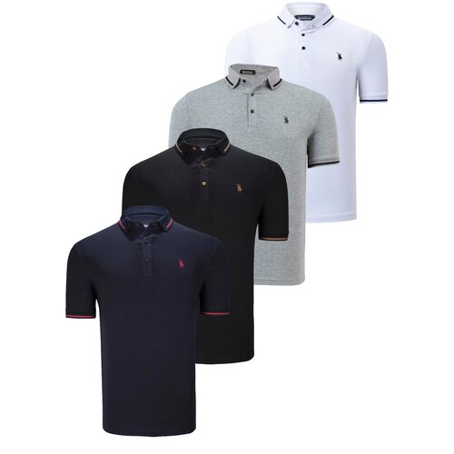 Dewberry QUADRUPLE SET T8586 MEN'S T-SHIRT-BLACK-WHITE-NAVY-GREY Cene