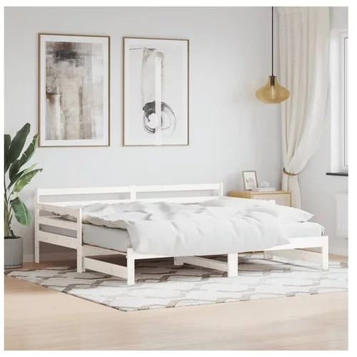 vidaXL Izvlečna dnevna postelja bela 80x200 cm trdna borovin