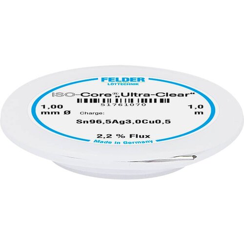 Felder L&amp;ouml;ttechnik ISO-Core &amp;#039;&amp;#039;Ultra Clear&amp;#039;&amp;#039; SAC305 spajkalna palica tuljava Sn96\,5Ag3Cu0\,5 1 mm, (20428777) Slike