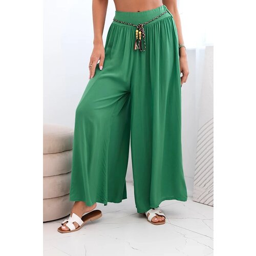 Kesi Włoski Women's wide-leg viscose trousers green Cijene