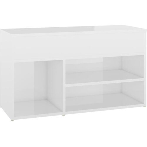 Maison Chic Klop za čevlje - Sedež za čevlje visok sijaj bela 80x30x45 cm iverna plo&amp;scaron;ča, (21778303) Slike