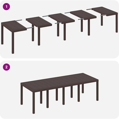  Stol za vrt Smeđa 250 x 100 x 73 cm poliratan Slike