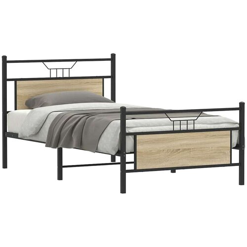 VidaXL Okvir kreveta bez madraca boja hrasta sonome 100x200 cm drveni Slike