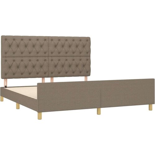  Okvir za krevet s uzglavljem smeđesivi 160 x 200 cm od tkanine Slike