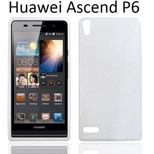  Gumijasti / gel etui S-Line za Huawei Ascend P6 - bela Slike
