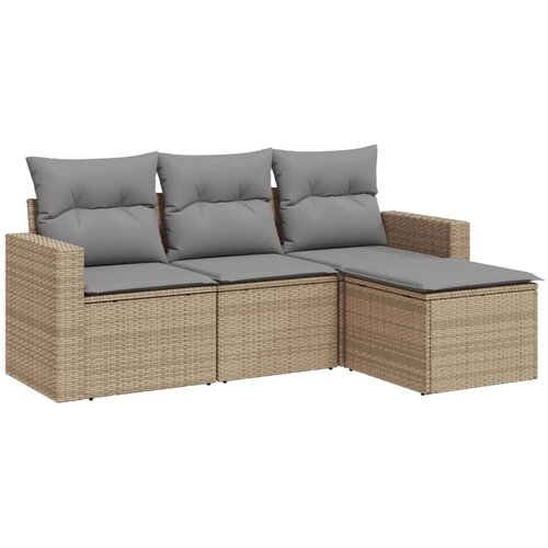 4-dijelni set vrtnih sofa s jastucima bež od poliratana Slike