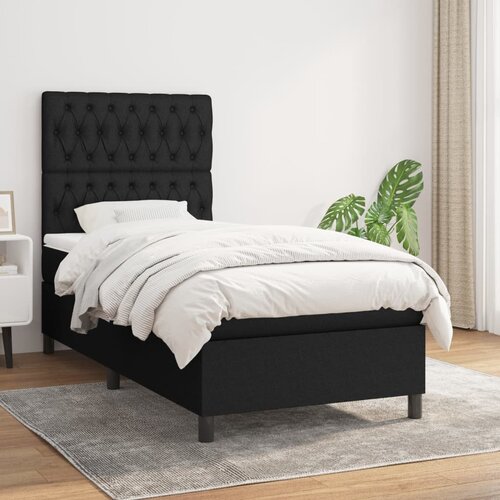 The Living Store Box spring postelja z vzmetnico črn 90x190 cm blago - Box Spring Postelja, (21514437) Cene