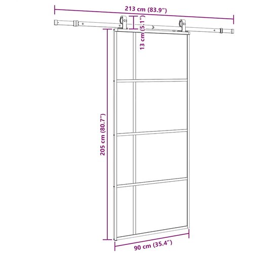 Klizna vrata s priborom crna 90 x 205 cm od ESG stakla Slike