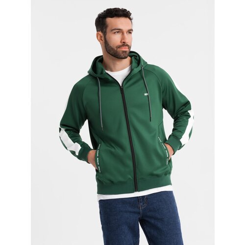 Ombre Unzipped men&amp;#039;s hooded sweatshirt with piping - dark green Slike