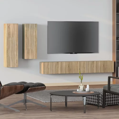  4-dijelni set TV ormarića boja hrasta sonome konstruirano drvo