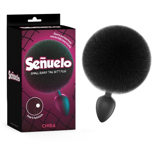 CHISA NOVELTIES Chisa Senuelo Small Bunny Tail Butt Plug Black Cene