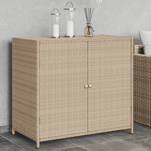  The Living Store Vrtna omara za shranjevanje bež 83x45x76 cm poli ratan - Vrtna Omara, (21449736) Slike