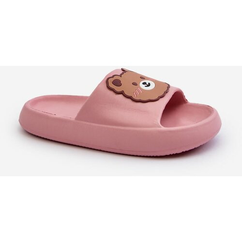 Kesi Children's light slippers with teddy bear, pink, Lindeheta Slike